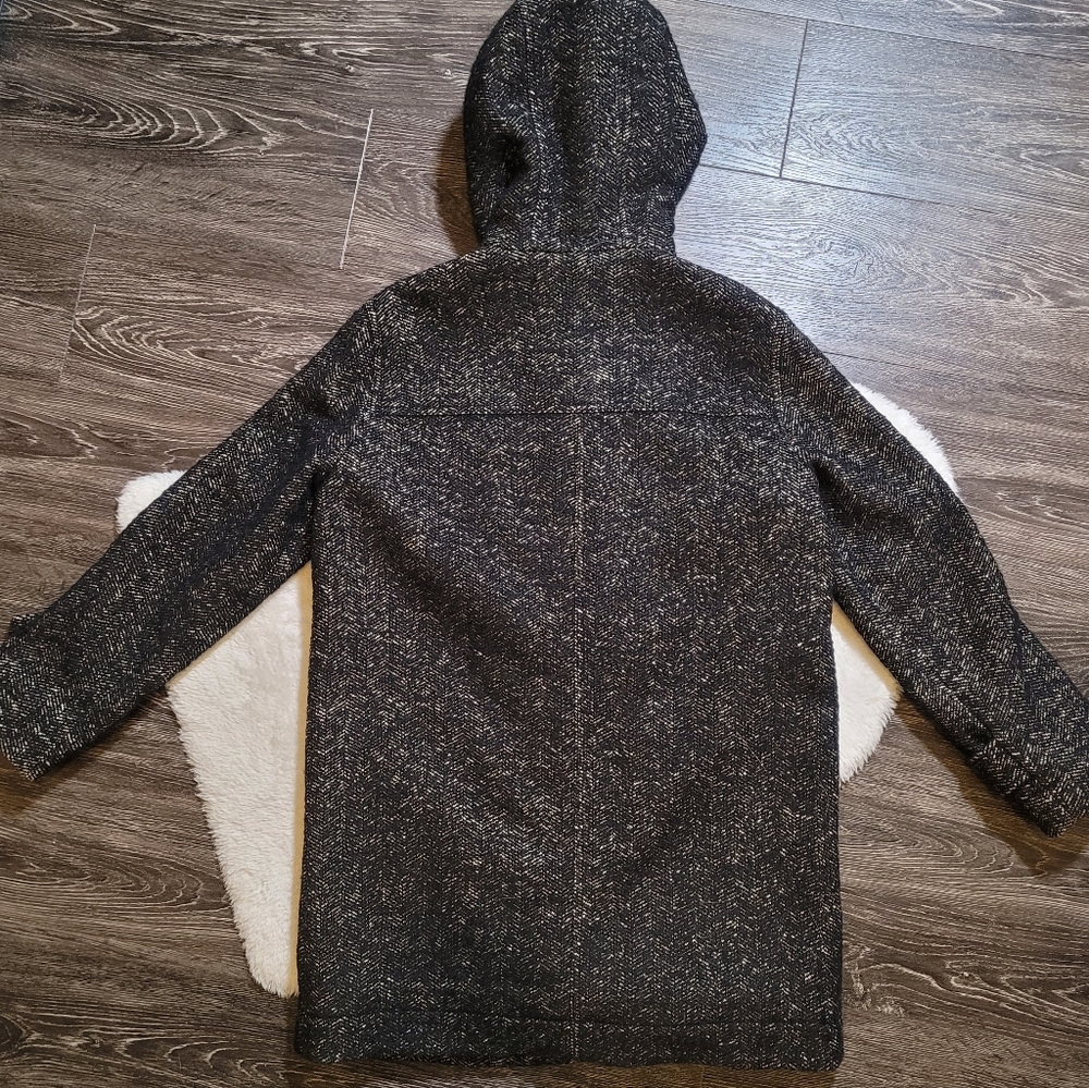 Coach Duffle Wool/Alpaca Blend Oversized Coat in Charcoal with Sherpa Hood Sz S - Picture 5 of 12